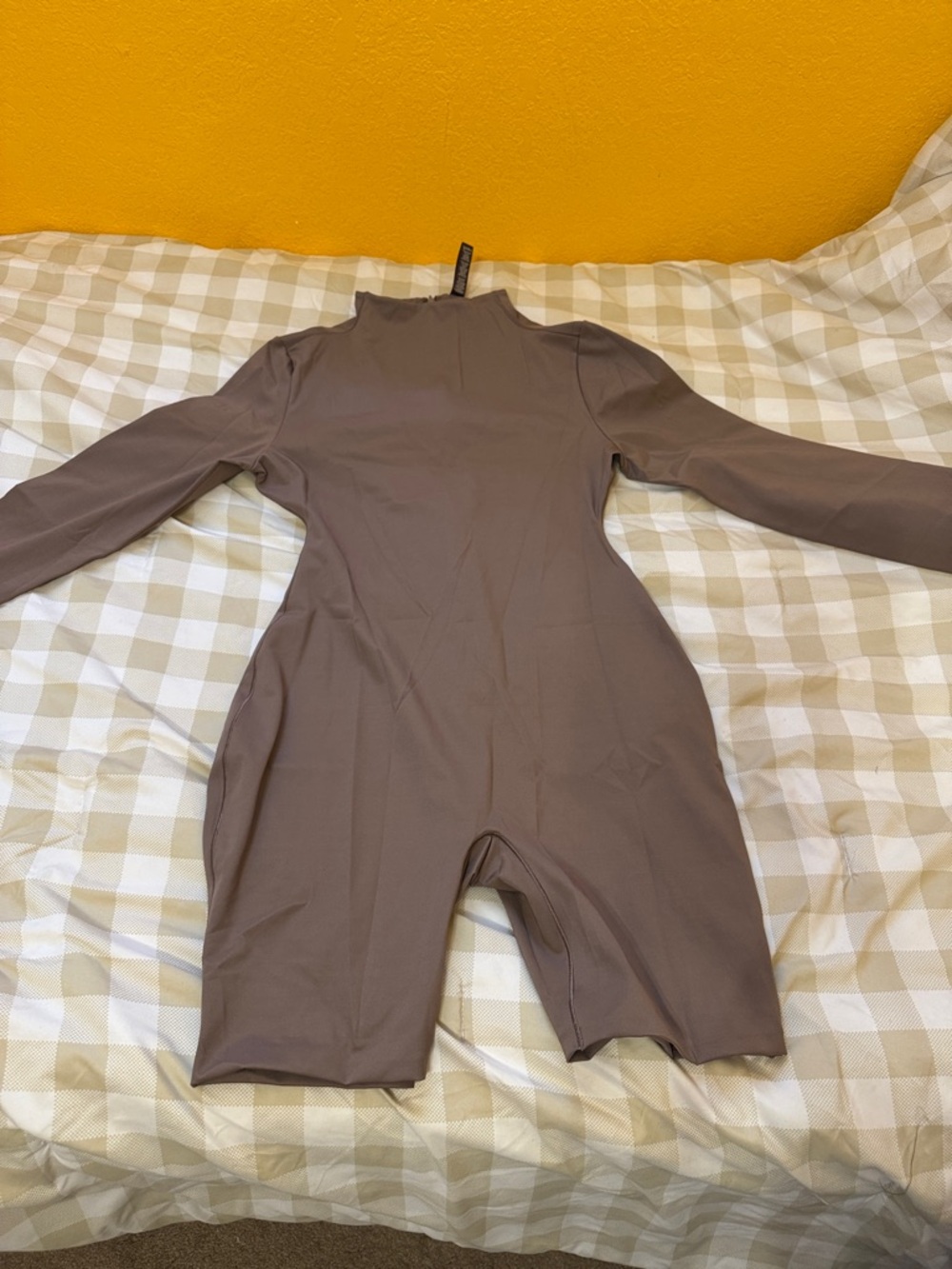 SKIMS Long Sleeve One-Piece Romper in Taupe